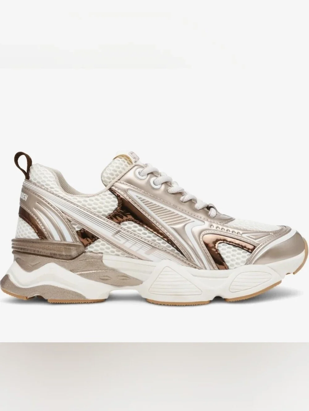 Steve Madden White and Rose Metallic Chunky Youth Sneaker
